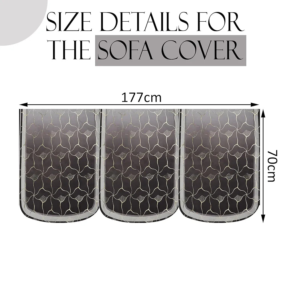 Kuber Industries Set of 6 Durable 3 Seater Sofa Cover for Living Room | Easy Machine Washable Sofe ke cover for Protection & Comfort for Home Furniture | Arabica Look - Brown & Golden Foil